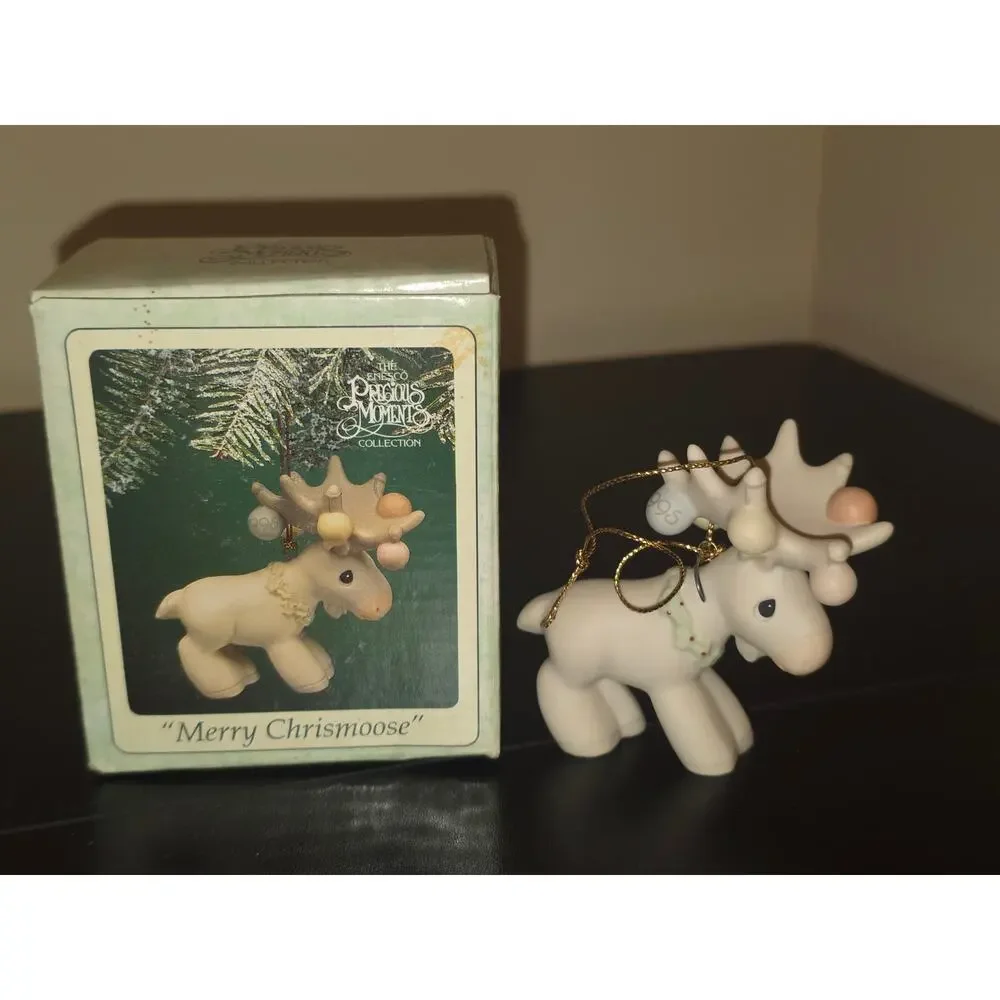 Precious Moments Merry Chrismoose Ornament 1995 Enesco Reindeer w Box
